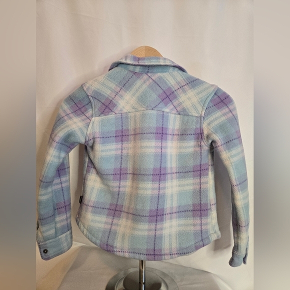 Eddie Bauer Girls Sherpa Lined Fleece Shacket – Blue & Purple Plaid | Size 6/6X - Picture 7 of 8